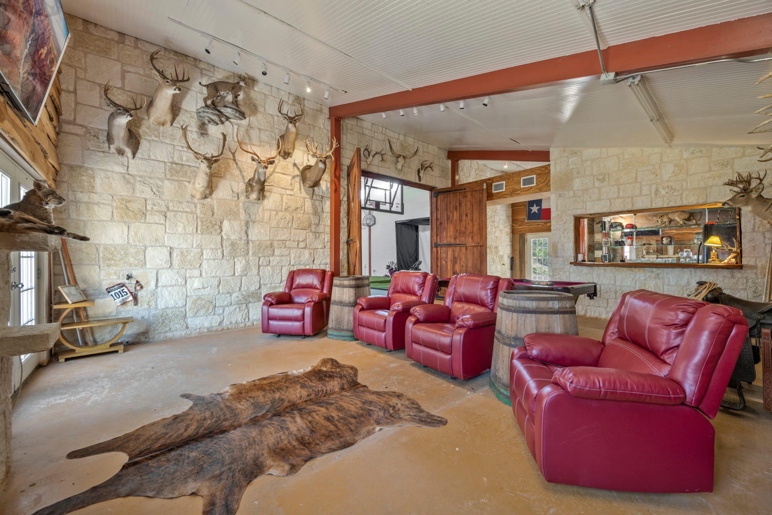 A Home Man Cave With Stuffed Deer